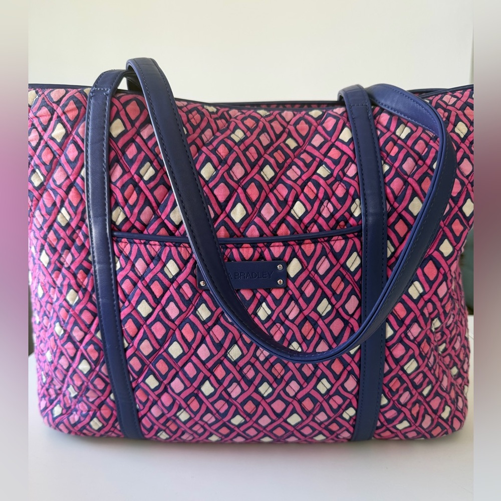 Vera Bradley Pink and Navy Geometric Tote